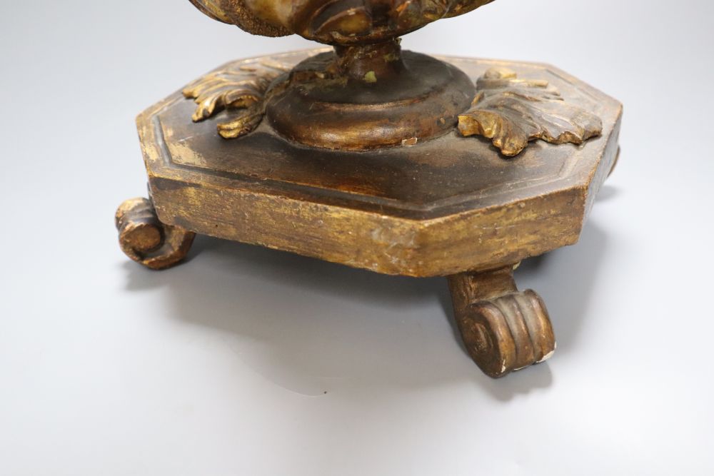 An Italian carved giltwood table lamp, height 40cm excl. light fitting